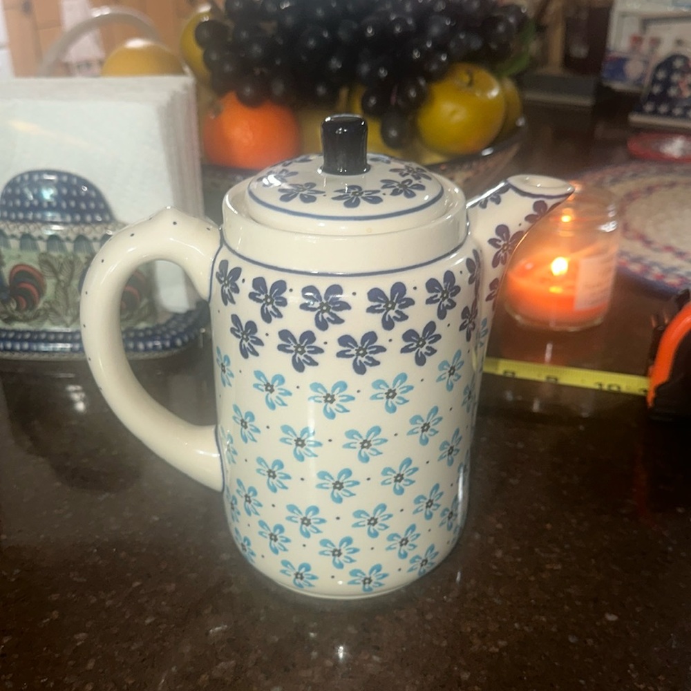 Made in Poland polish pottery coffee or tea or juice pot